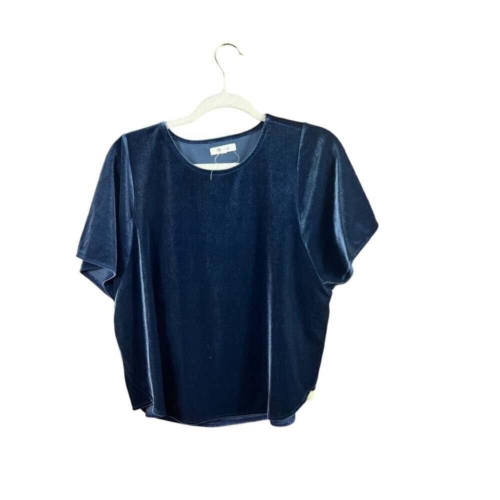 Madewell Women's Velvet Navy Blue Top